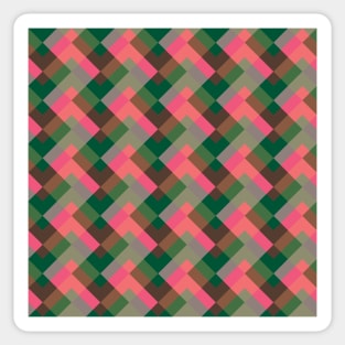 'Zagga' - in Cerise, Salmon Pink, shades of Green and Brown on a Grey base Sticker